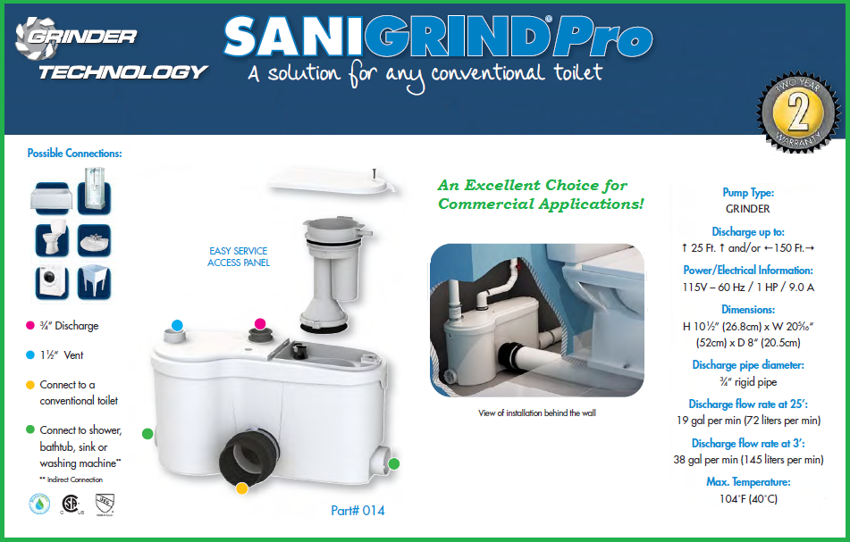 Saniflo Sanigrind PRO **Open Box New**