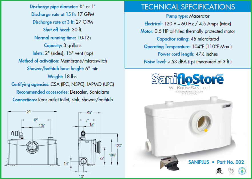 Saniflo Saniplus Pump & Elongated Toilet Kit