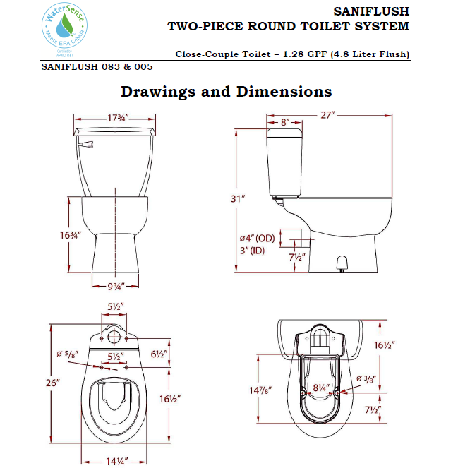 Saniflo Saniplus Pump & Round Toilet Kit